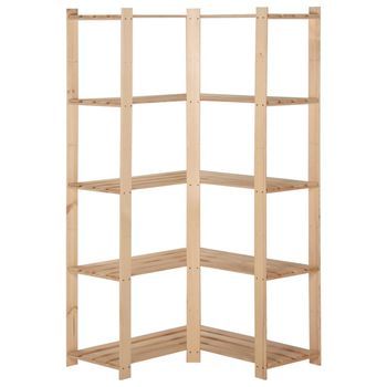 Estanteria | Librería Industrial | Estante De Esquina 5 Niveles Pino Macizo 82,5x82,5x170 Cm