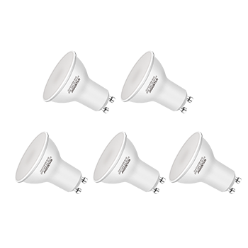 Aigostar Pack de 5 Bombillas LED GU10 de 4 Watios, luz fria 6400K, 260Lm, Bajo consumo, no regulable