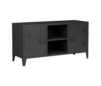 mesa de tele kotka con 2 puertas acero 113x40x58 cm - negro encasa
