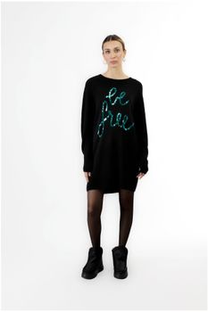 minivestido de punto con bordado de lentejuelas black
