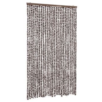 Cortina Antimoscas Chenilla Marrón Y Blanco 118x220 Cm
