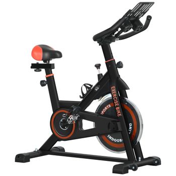 HOMCOM Bicicleta Estática con Resistencia Regulable Volante de Inercia 8 kg Pantalla LCD Manillar y Asiento Ajustable Negro y Rojo   Aosom España