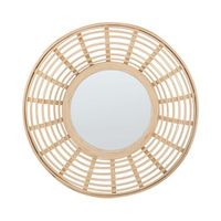 espejo de pared de madera de bambu natural beige 60 cm minimalista hanua