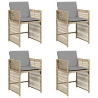 4 uds sillones jardin  silla de exterior con cojines ratan sintetico beige mezcla