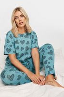 yours pijama algodon azul de corazones