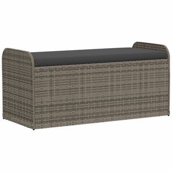 Banco De Almacenaje Con Cojín Ratán Sintético Gris 115x51x52 Cm Vidaxl