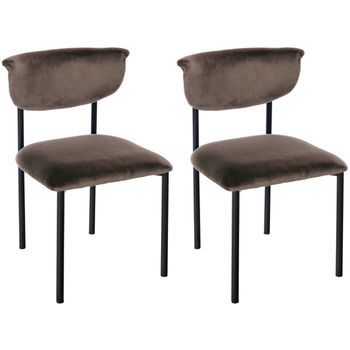 Juego De 2 Sillas De Comedor Gambell Terciopelo Marrón 53x52x78 Cm Clp