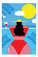 poster mujer junto a la piscina sin marco 40x60cm