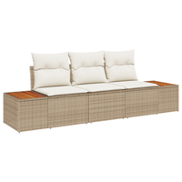 conjunto de sofa de jardin de 3 uds con cojines beige ratan poliester acacia cfw675781
