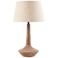 lampara de mesa moderna pantalla de lino de algodon 54 cm una luz base de madera de mango marron oscuro godawari