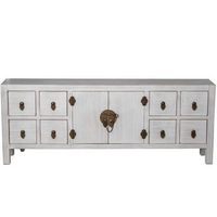 mesa tv con 8 cajones y 2 puerta s madera blanca decape