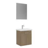 conjunto de mueble con lavabo y espejo 2 piezas  - 50 x 38 x 58 cm - roble