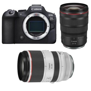 Cámara Mirrorless Canon EOS R6 Mark II 24.2MP RF 24-70mm y 70-200mm Sensor Full-Frame WiFi Bluetooth