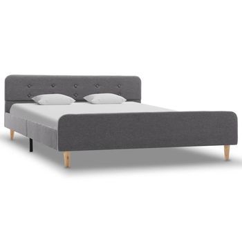 Cama Matrimonial | Cama Doble | Estructura De Cama De Tela Gris Claro 140x200 Cm Cfw98432