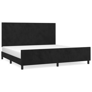 Estructura Cama Sin Colchón Terciopelo Negro 200x200 Cm Vidaxl