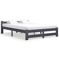 estructura cama sin colchon madera pino gris oscuro 160x200 cm vidaxl