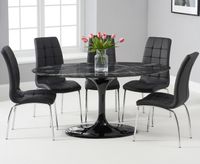 brighton 160cm oval black marble dining table with calgary dining chairs - ivory 4 chairs