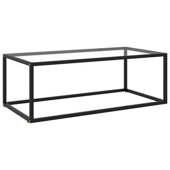 Mesa De Centro Negra Con Vidrio Templado 100x50x35 Cm Vidaxl
