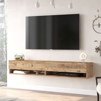 mueble tv suspendido laitila aglomerado 180x32x30 cm roble rustico encasa