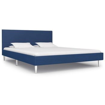 Estructura De Cama Sin Colchón Tela Azul 160x200 Cm Vidaxl