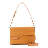 bolso de hombro con solapa efecto piel granulada y trabilla para el logotipo de tpu orange