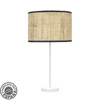 Sobremesa alto moda 1xe27 blanco/cañizo oscuro 63x30x30 cm