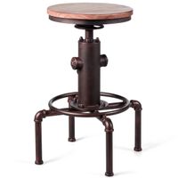 costway taburete de bar estilo industrial vintage altura ajustable 595-75cm con reposapies silla de comedor para pub bar restaurante cafe