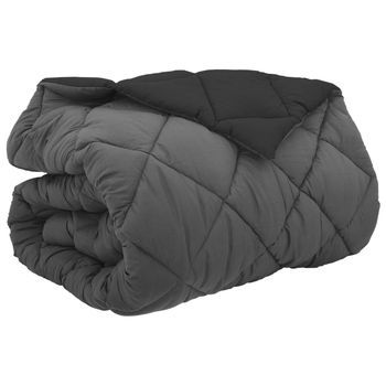 Edredón | Duvet De Invierno Negro Y Antracita 200 X 220 Cm Microfibra