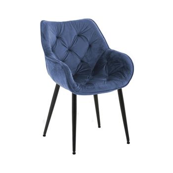 Silla con patas de metal y asiento en Terciopelo Azul