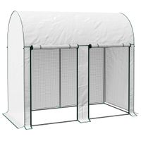outsunny invernadero de jardin exterior con doble puerta con cremallera y cubierta de pe para cultivar plantas 200x100x178 cm blanco