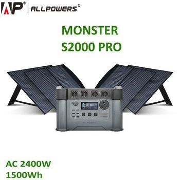Estación De Energia Portatil Allpowers Monster S2000pro 2400w + 4 Paneles Solares 100w