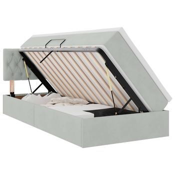 Cama Con Almacenamiento Gris Claro 90 X 190 Cm Terciopelo Vidaxl
