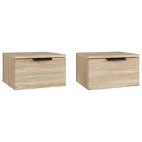 mesita de noche de pared 2 uds color roble sonoma 34x30x20 cm vidaxl