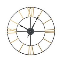 reloj de pared metal negro dorado o 80 cm numeros romanos moderno sala de estar valsot