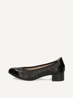 caprice pumps black made of leather and textile with block heel size 38