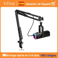 fifine-kit de microfono para juegos xlrusb con conector para auricularessilenciorgbsoporte de brazo conjunto de microfono dinamico para pc ps54 mezclador ampligame am8t