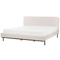 cama con somier con cabecero moderna tapizado de tela de poliester beige crema 180 x 200 cm corio