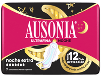 ausonia compresa ultrafina noche extra con alas 7 uds