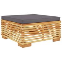 taburete de jardin  otomana de jardin  reposapies de jardin con cojin gris oscuro madera maciza teca