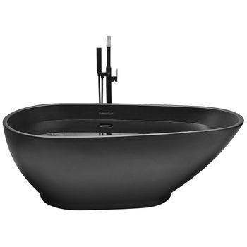 Bañera Independiente De Acrílico Sanitario Negro Brillante Individual 173 X 82 Cm Diseño Moderno Ovalado Guiana