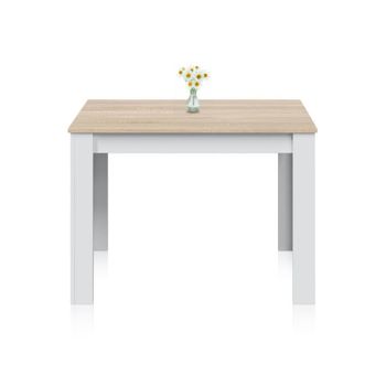 Mesa de comedor fija y compacta 109x67 cm blanco roble