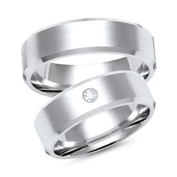 Alianzas oro blanco 18 quilates con diamante