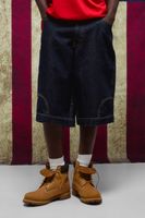 longline deconstructed denim jorts azul
