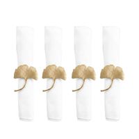 anillos de servilleta ginkgo dorados - set de 4