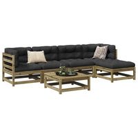 juego de sofas de jardin 6 uds  mueble jardin mesa y sillas madera de pino impregnada cfw90088