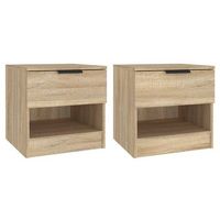 pack 2 uds mesita de noche  armario de noche  mesa de noche madera contrachapada color roble sonoma
