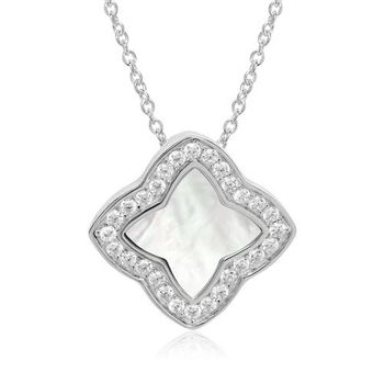 Cadena de plata 925 con colgante floral circonita cúbica