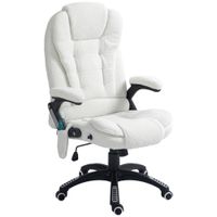 vinsetto silla de oficina con masaje silla de escritorio con 6 puntos de masaje con funcion de calefaccion altura ajustable tejido de borreguillo blanco   aosom espana