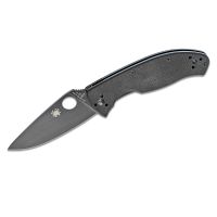 spyderco ste-c122gbbkp navaja de caza tenacious con hoja de acero negra 8cr13mov de 86 cm filo liso y mango de g-10 negro  incluye clip ambidiestro