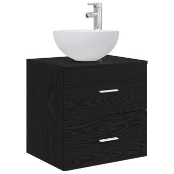 Vanidad De Lavabo Montada En La Pared Roble Negro Vidaxl